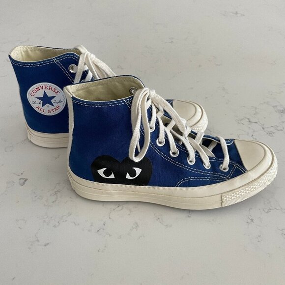 Converse All Star PLAY Comme des Garcons Hi Top Lace Up Sneakers Blue Sz 7W/5M - Picture 1 of 14